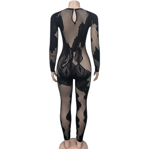 2026 Hot Sale <span class=keywords><strong>Body</strong></span> Sexy da Donna a <span class=keywords><strong>Maniche</strong></span> <span class=keywords><strong>Lunghe</strong></span> in Pizzo ad Alta Densità, Tuta Intera, Commercio all'Ingrosso, Tuta Elegante in Pizzo da Donna - Product Image 6