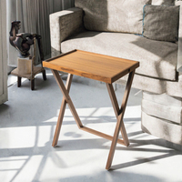 Table basse pliable en bambou avec plateau surélevé, pieds en X, portable, écologique, moderne, rectangulaire, pour salon
