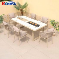 Table de pique-nique moderne pour jardin avec brasero et barbecues en aluminium, ensemble de grillades d'extérieur pour patio, vente chaude pour hôtels