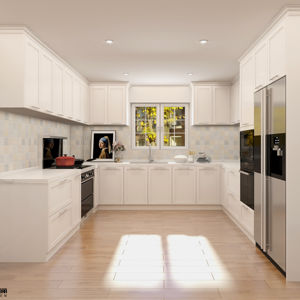 Gabinetes de Cocina Modernos BALOM, Gabinetes de Cocina de Madera Blanca con Puerta Abatible, Acabado en PVC, Listos para Armar - Product Image 1