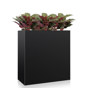 Black Galvanized Steel <b>Square</b> American/European Floor Flower <b>Pot</b> Divider 610x250x610mm Weather Resistant Eco-Friendly Outdoor - Product Image 1