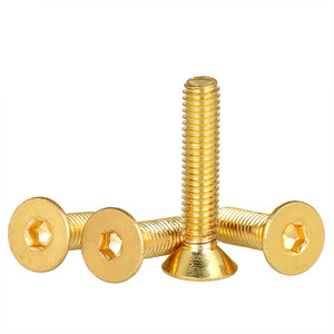 Wholesale Factory Price Flat Head Hexagon Socket Cap <b>Screws</b> M3-0.5 X 10mm Brass Inner Hex Drive Fasteners Bolts - Product Image 2