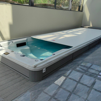 Spa de nage carré autoportant en acrylique moderne avec contrôle Balboa et hydromassage pour usage extérieur en hôtels et villas 4-15M