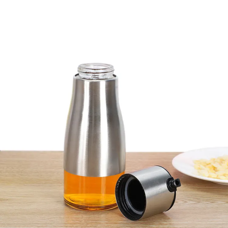 High Quality 320ML Controllable Stainless Steel Cooking Vinegar Cruet Olive Oil Dispenser Bottle Spice Jar