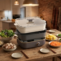 Prix usine 5L cuisinière électrique multifonctionnelle antiadhésive carrée marmite poêle à frire verre trempé pour la maison hôtels économiseur d'énergie