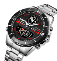 Montre sport numérique de luxe Skmei 1839, mouvement SEIKO, acier inoxydable, étanche, chronographe, alarme, chronomètre pour hommes
