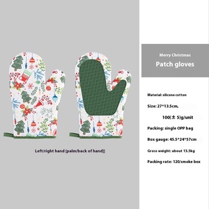 Рождественская серия, 4 шт., набор инструментов для выпечки, термостойкие силиконовые перчатки и печатные скребковые рукавицы для духовки - Product Image 5