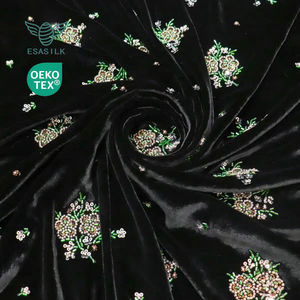 قماش حريري مخملي ممتاز من العلامة التجارية ESASilk منسوج ومتوسط الوزن من النمط المحبوك للارتداء والأرائك والتنورات - Product Image 1