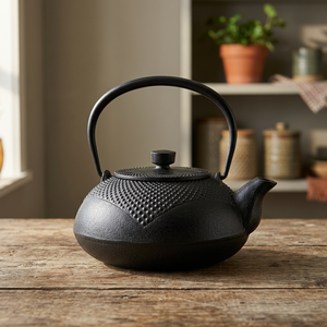Traditional Chinese Metal <b>Tea</b> Kettle With Lid And Handle Black <b>Cast</b> <b>Iron</b> Design - Product Image 6