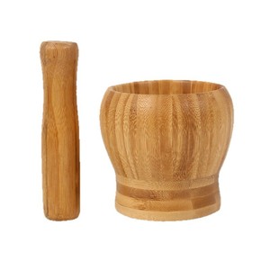 Bamboo Garlic Mortar And Pestle Set Manual <b>Herb</b> <b>Grinder</b> Kitchen Tool - Product Image 3