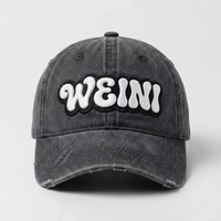 Vintage gewassen twill katoenen custom applicatie borduurwerk patch 6-delige distressed sportieve baseballcap