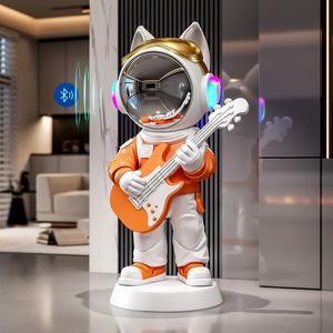 Figurine d'astronaute multifonctionnelle à commande vocale avec entrée USB AUX pour chambre, bureau, décoration intérieure en résine - Product Image 2