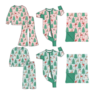 Custom Print <b>Snowman</b> Deer Tree Baby Girls Boys Christmas <b>Outfits</b> Romper Soft Wholesale Sibling Holiday Clothing Boutique Factory - Product Image 1