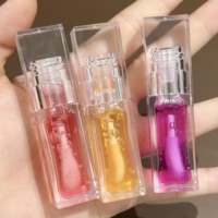 Fournisseur d'usine, tube à lèvres transparent en PET de 8 ml, tubes à gloss à lèvres vides personnalisés avec un grand pinceau, emballage de baume à lèvres
