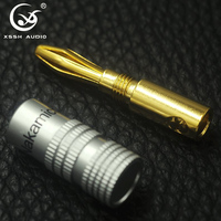 YIVO XSSH Prise banane en laiton plaqué or, borne audio sans soudure à verrouillage par vis pour câble de haut-parleur HIFI, amplificateur, DIY, OEM, personnalisé