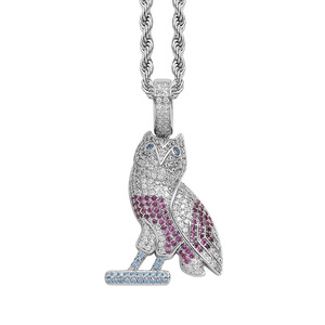 Collier en acier inoxydable Offre Spéciale inspiré des animaux avec pendentif oiseau hibou plaqué or et zircon CZ cadeau créatif de style Hip <span class=keywords><strong>Hop</strong></span> - Product Image 5