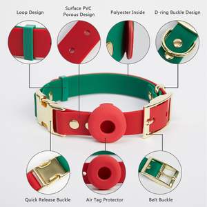 Kerah anjing plastik tahan air berlapis TPU tahan kotoran anti bau kerah hewan peliharaan warna Natal mudah dibersihkan - Product Image 3