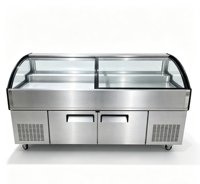 Comptoir de présentation à plusieurs niveaux en acier inoxydable, type table à glace, pour fruits de mer, fruits, buffet, supermarché