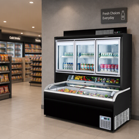 Congélateur Vitrine Verticale Combiné Double Température Commercial avec Congélation Supérieure et Inférieure, Configuration Maître-Esclave