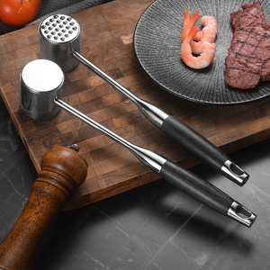 Attendrisseur de viande en acier inoxydable de haute qualité marteau à viande en bois presse à steak de boeuf-pour Hambourg - Product Image 2