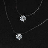 Vente en gros de collier ligne de pêche transparent pour femme personnalisé Collier chaîne invisible en argent Collier ras du cou pour femme avec strass
