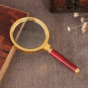 แว่นขยายอ่านหนังสือแบบพกพา10X MHK17ความละเอียดสูงแว่นตาไม้มะฮอกกานีเรโทรที่จับของใช้จิปาถะในครัวเรือน - Product Image 3