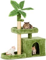 31.5 "Tour d'arbre à chat en forme de feuille Design confortable Meubles de maison de chat en peluche avec poteaux à gratter pour chat et boule suspendue,