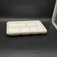 Plateau à 6 compartiments en bagasse de canne à sucre biodégradable et compostable pour le déjeuner