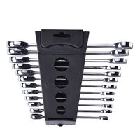 WEIDA 5pcs Set Kunci Ratchet Metrik 8-16mm Baja Cr-V Poles Berkualitas Tahan Lama Set Kunci Kombinasi untuk Perbaikan Mobil