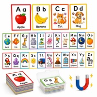 Juego de Tarjetas de Aprendizaje ABC con Palabras Ilustradas para Maestros de Preescolar y Familias, Tarjetas Magnéticas de Aprendizaje del Alfabeto