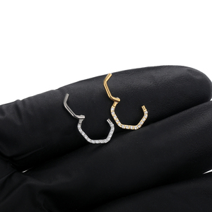 Moda implante grado titanio alta calidad precisión con bisagras hexágono segmento anillo nariz tabique <span class=keywords><strong>Piercings</strong></span> con circón - Product Image 5