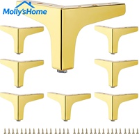 Pieds de meubles en métal blanc brillant de 4 pouces/10 cm en acier inoxydable, pieds de canapé, pièces de meubles, métal simple