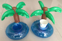Porte-boissons gonflable avec palmier d'usine OEM Porte-boissons flottant pour piscine pliante