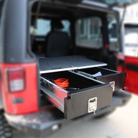 Système de rangement 4x4 pour coffre de SUV, avec un plateau coulissant supérieur et deux tiroirs, et compartiments latéraux pour AW900 Toyota 4Runner SR5 Prado LC76/LC95/LC120/LC150