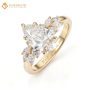 Goldleaf 10K Gold 2 3 4 Carat D VS1 Pear Shape Diamond Fancy Ring for Wedding, <b>Gift</b>, <b>Memorial</b>, Daily Wear - Product Image 1