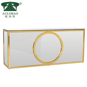 Stainless Steel Frame White PVC Bar Reception Counter <b>Table</b> Design - Product Image 5