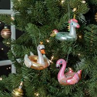 Offre Spéciale Mini verre décoratif cygne natation cercle peint ornement pour arbre de noël ornement écologique
