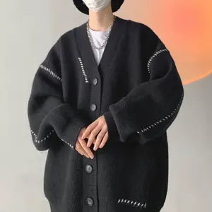 Alta calidad cuello en V prendas de punto de nailon personalizado suéter de punto ropa de moda suéter de punto cárdigans para hombre - Product Image 5