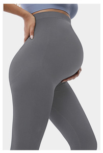 Pantalones de Maternidad Negros y Grises 3XL Sin Costuras de Cintura Alta, Largos, Transpirables, con Patrón a Cuadros, de Alta Elasticidad, Finos, con Soporte para el Vientre y Realce de Glúteos - Product Image 4