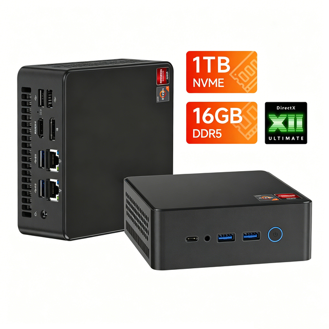 Factory Price Mini PC AMD R7 6800H DDR5 16GB Powerful Processor Gaming Office Desktop PC Dual Lan HDMI DP Custom Logo Bulk