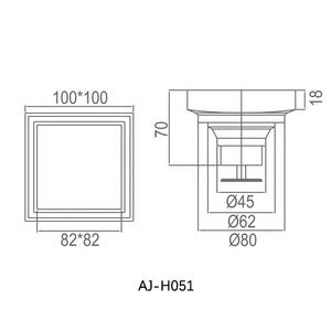 Desagüe de suelo de drenaje rápido para balcón y baño de latón resistente de <span class=keywords><strong>4</strong></span> pulgadas de estilo cuadrado más popular - Product Image 6