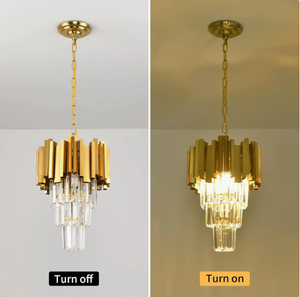 Lustre moderne en cristal doré et aluminium avec hauteur réglable, douille E27 pour éclairage intérieur de maison et villa - Product Image 3