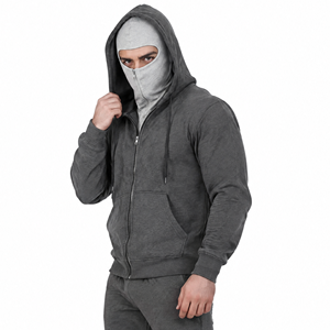 Sudadera con capucha y pasamontañas de alta calidad para hombre, bordada, de otoño, estilo casual, con cremallera frontal completa y logotipo personalizado, ideal para streetwear. - Product Image 2