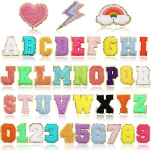 Venta al por mayor DIY toalla <span class=keywords><strong>bordado</strong></span> alfabeto inicial brillo hierro <span class=keywords><strong>en</strong></span> Chenille colorido carta parches - Product Image 4