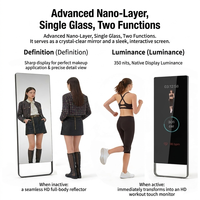 Espejo Inteligente para Fitness de 43 Pulgadas con Soporte de Piso, Pantalla Táctil Capacitiva Full HD, Construcción de Metal y Vidrio LCD, Ligero, para Yoga