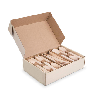 Cuillère en bois Vintage biodégradable écologique, fourchette couteau ensemble de couverts jetables en bois pour <span class=keywords><strong>la</strong></span> nourriture - Product Image 1