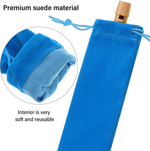 Paquete <span class=keywords><strong>de</strong></span> 10 Bolsas <span class=keywords><strong>de</strong></span> Almacenamiento para Flauta <span class=keywords><strong>de</strong></span> Gamuza, Bolsitas <span class=keywords><strong>de</strong></span> Terciopelo con Cordón (5 Negras + 5 Azules) 14.5 X 2.3 Pulgadas, Estuche Suave para Flauta - Product Image 5