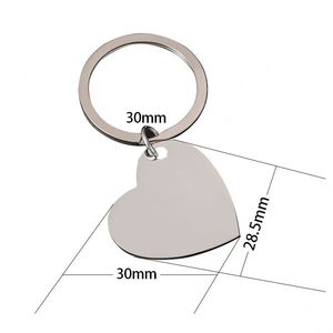Custom Engravable Stainless Steel Slanted Heart Keychain - UV Laser Print Blank Metal Key <b>Ring</b> for Festival Gifts - Product Image 6