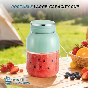 4000mAh Portable USB-C Rechargeable Blender 800mL Dual Capacity Interchangeable Lid Fruit Smoothie Cup Centrifugeuse Jus - Product Image 4
