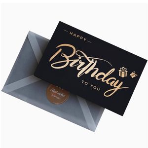 Carte de vœux personnalisée en feuille d'or laminée noire mate estampée à chaud carte de remerciement avec <span class=keywords><strong>enveloppe</strong></span> en papier kraft - Product Image 3